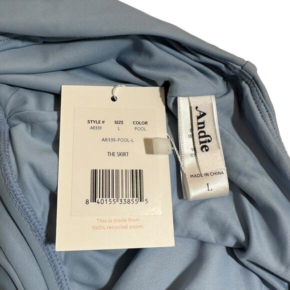 NWT Andie Swim The Skirt Skort Bikini Bottom Pool Blue Large Beach Travel Resort - Picture 7 of 7